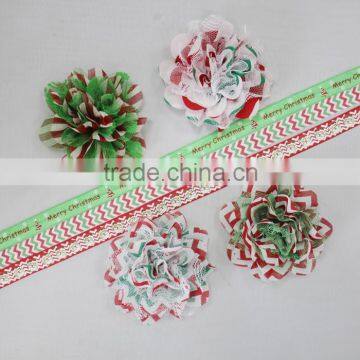 Hair Tie- Fashion In 3.75" Xmas Chiffon Lace Flower By Handmade