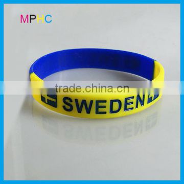 Fans Cheering Country Nation Flag Design Printed Silicone Wristband Bracelet