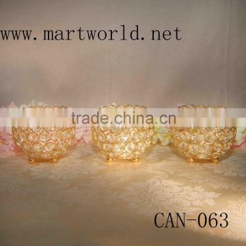 round champagne gold crystal candle holder for wedding decoraton wedding centerpiece(CAN-063)