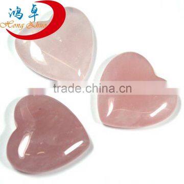 Rose Quartz Carved Flat Hearts shaped Crystal for Pendents, Collectible