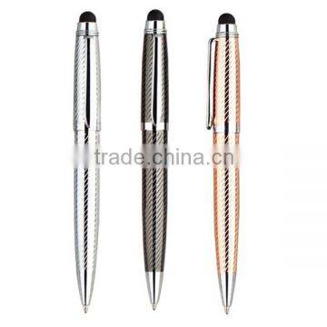 engraved pen barrel 2 in 1 high quality twist metal ball pen with stylus touch pen