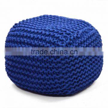 Natural Fibres Navy Blue Knitted Pouf Cover