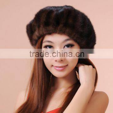 Hand made real mink fur cap for unisex