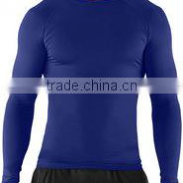 Polyester/Spandex/Poly Lycra Custom made Round Neck Navy Blue Compression Shirt