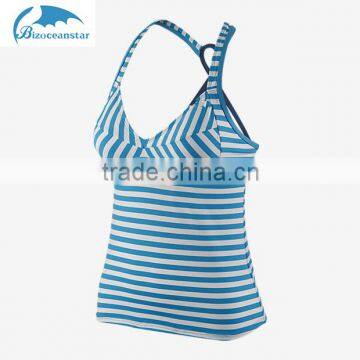 Women's Tank Tops Swimsuit with removable soft cups striped swim dress
