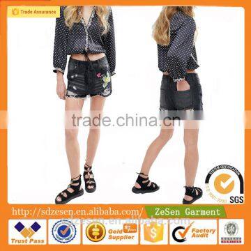 Women Apparel Sexy Patch Design Frayed Hem Festival Denim Shorts Jeans Shorts For Women