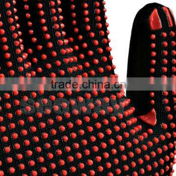 SEEWAY Anti Skid PVC Dots Dipped Black Nylon Knitted Industry Assembly Work Gloves for Hands Safety photo-2