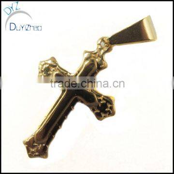 Men Gold Plated Stainless Steel Mini 2-cross Pendant