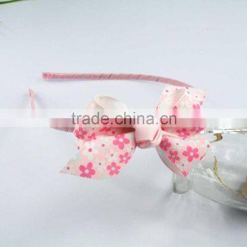 2015 hot sale pink ribbon bow with hair band