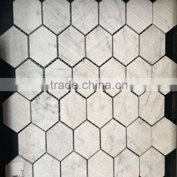 White with grey vein stone mosaic tiles