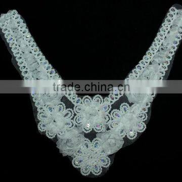 2014 Fashion Chiffon Fabric Corded Embroidery Sequin Guipure Flower Lace Collar