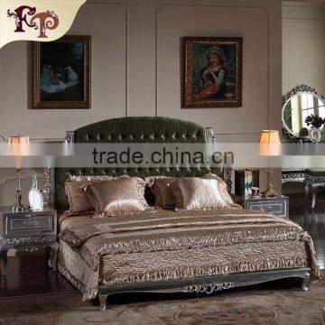 Neoclassical Furniture Silver Foil Leaf Gilding Hand Carved Bed