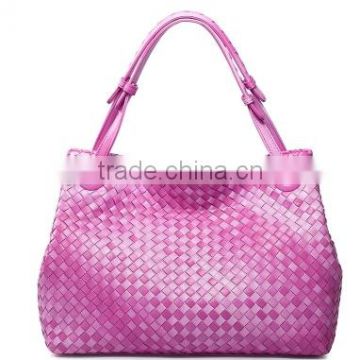 Knitted Soft Genuine Leather Utility Tote and Cross-body Handbag