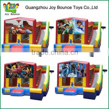 different themes cheap inflatable bouncy castle with slide combo