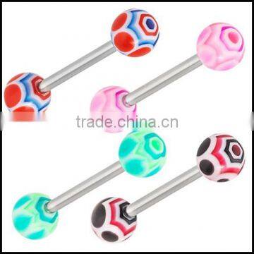 Layered UV Acrylic COB WEB Tongue Ring Barbell