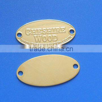 Hot custom oval shaped brass name tag wholesale