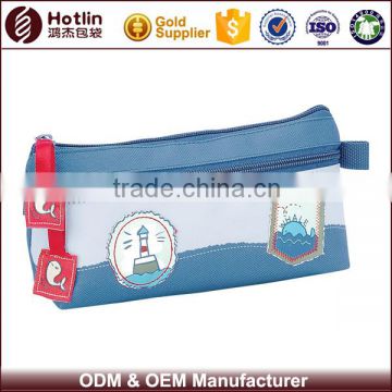 Light Blue Fabric Office Custom Printed Pencil Case