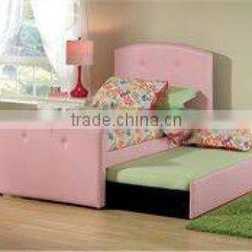 Pink Faux Leather Upholstered Bed in full size w optional trundle-Twin Bed