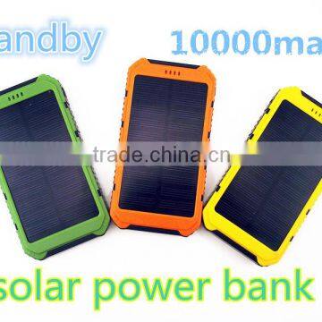 high quality portable waterproof solar power bank 10000mah for all kinds of smart phones