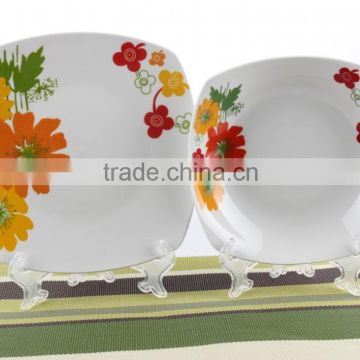 10.5" Square porcelain cut flower design dinner plates