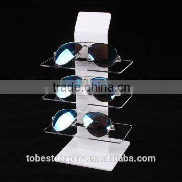 beautiful white 3 tiers acrylic sunglass display stand manufacturer