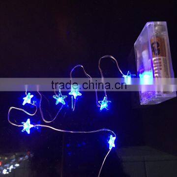 Hot !!!! blue star shape led copper wire string lighting