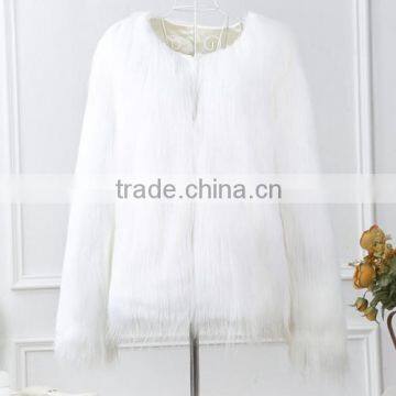 Fashion design long fur coat fake fur jacket