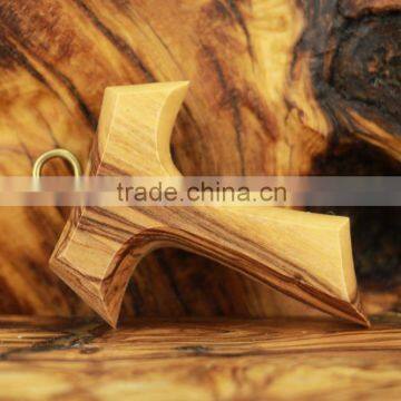 Olive Wood Greek Orthodox Cross Pendant T - Shape