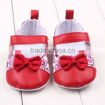 Cute baby girls christmas bownot flowers dress shoes wholesale red christmas toddler girl princess shoes