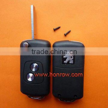 Peugeot 2 button flip remote key blank with VA2-307 key blade & key shell