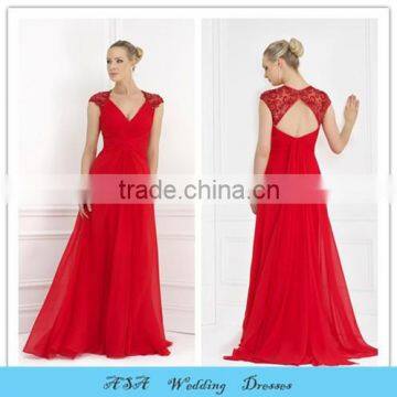 ED598 Latest vestido de festa Criss Cross Red Evening Dress Empire Couture Sexy Chiffon Party Dresses Evening Gowns Plus Size