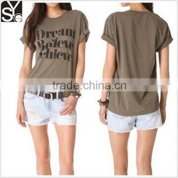 Young girls fashion knit short sleeve printed u.s.a wholesale tshirts SYA15028