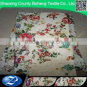 Sell beautiful digital high quanlity cord lace printed fabric for wedding dress