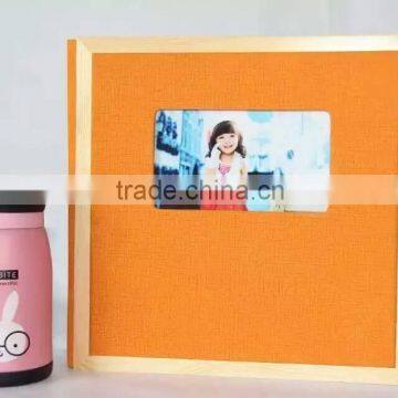 New design photo book leather cover with wood frame