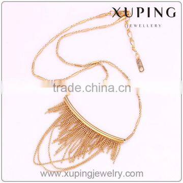 Latest design fashion 18k gold copper tassel necklace