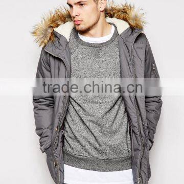 mens long coat with hood/ parka jackets with fur