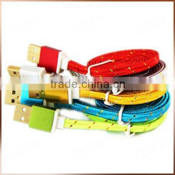 Golden Color Micro Flat Braided Cable For Android SmartPhone Textile Fabric Woven Cable photo-4