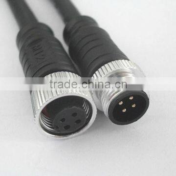 4 cores M12 wire to wire waterproof cable connector with alloy nut