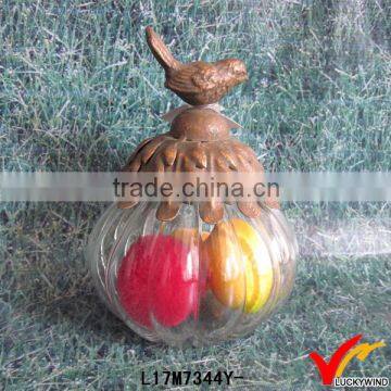 holiday storage container glass jar with bird