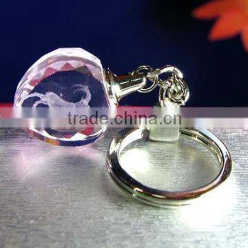 Yiwu years light 3d laser crystal key chains with pink color (R-0826)