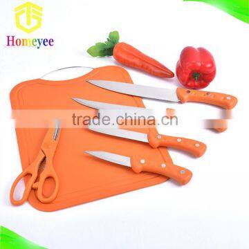 6pcs kitchen knife set with plastic cutting board