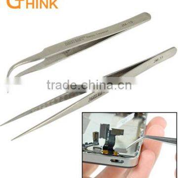 Brand New High-precision Electronic Stainless Steel Elbow & Straight Tweezers(Silver)