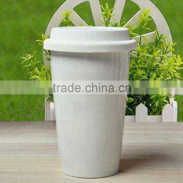 Stocked low MOQ custom logo ceramic cup , double wall mug