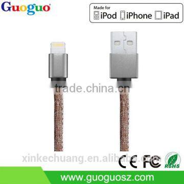 Wholesale PU leather c48 connector 8 Pin charging Sync Data USB MFI Cable