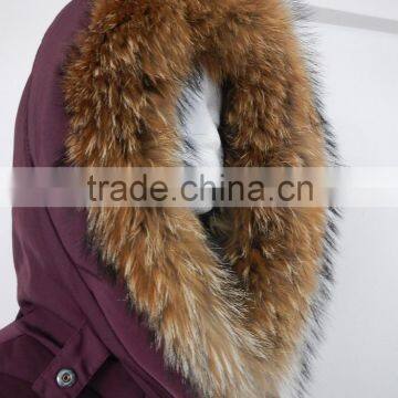 Detachable Real Raccoon Fur at Hood Long Style Women Down Parka photo-5