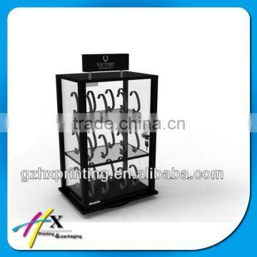 guangzhou factory black wood watch display cabinet with lock