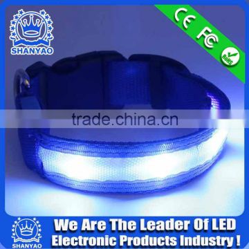 Blue Mini LED Light Leather LED Dog Collar Bulk