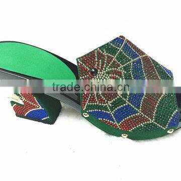 New Style Woman Shoe Lady Sandal With Crystal Stones for african ladies /leather heels evening shoes YZ1212-3