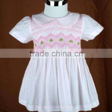 Pink Stripe Seersucker Smocked Children Clothing Wholesale photo-3