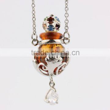 Mini Glass Bottle Zirconia Cork Cap Essential Oil Pendant Necklace Diffuser Essential Oil Necklace Gift for Daily Use